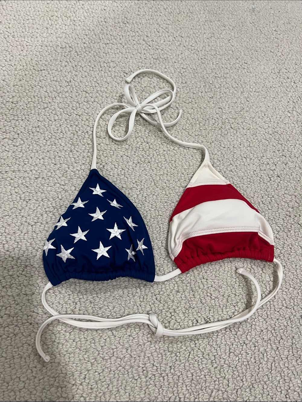 Patriotic Stars & Stripes Triangle Bikini Top - Red White Blue
